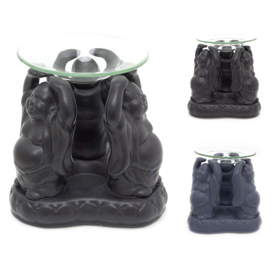 Home Accessories Carousel Shop Oil Burners & Diffusers | Stoneware Buddha Statue Essential Oil Fragrance Burner | Oil Burner Tealight Candle Holder | Wax Melt Aromatherapy Lamp - Colour Varies One Supplied