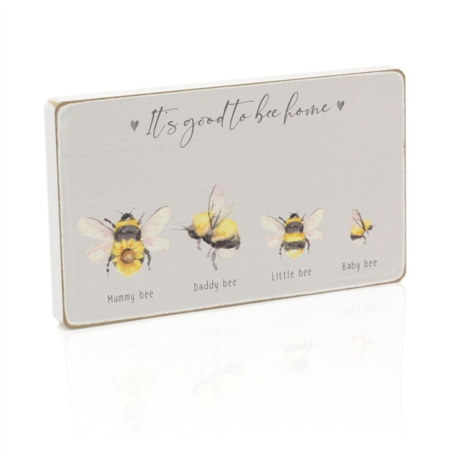 Home Accessories Carousel Shop Signs & Plaques | Wooden Bee Family Plaque Home Block Sign | Home Ornament Decorative Home Sign | Shabby Chic Home Accessories