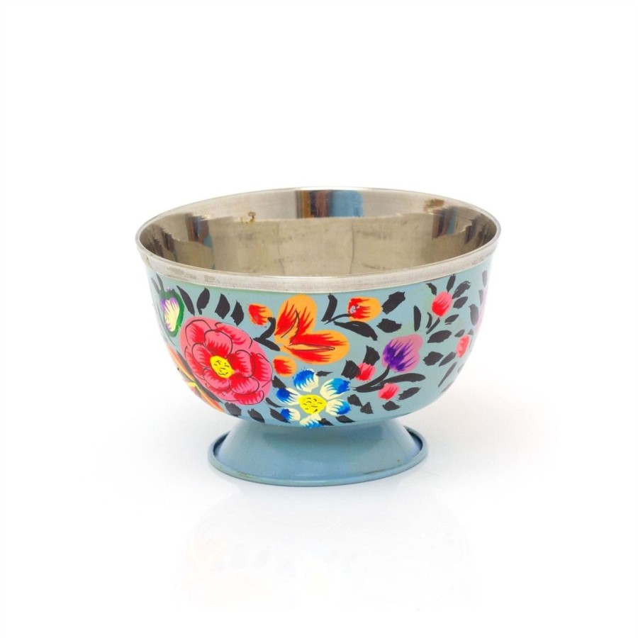 Home Accessories Carousel Shop Decorative Accessories | Ketaki Hand Painted Blue Enamelware Dipping Bowl | Round Snack Bowl Dip Bowl Olive Bowl | Stainless Steel Mini Bowl Pinch Bowl