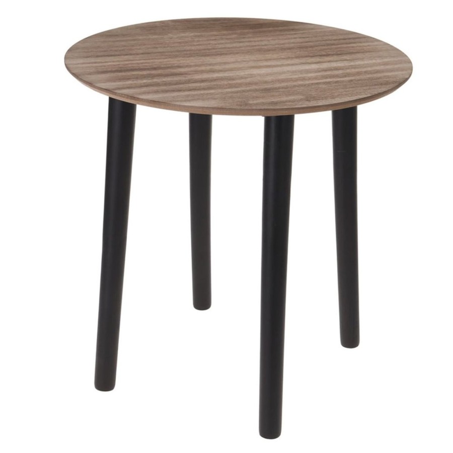 Home Accessories Carousel Shop Side Tables | Contemporary Round Wooden Pedestal Table | Black Side Table Occasional Table Bedside Table | Living Room End Tables - 30Cm