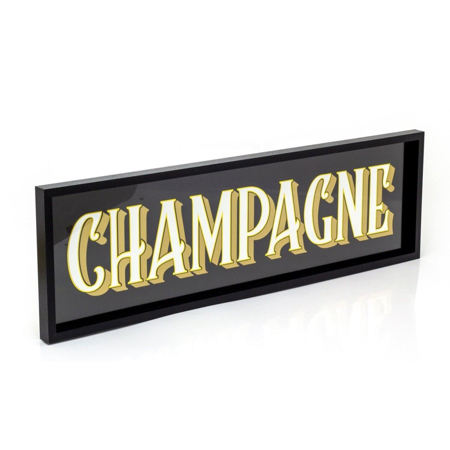 Kitchen & Dining Carousel Shop | Vintage Art Deco Bar Sign | Stylish Typography Wall Art Decorative Party Plaque - Champagne