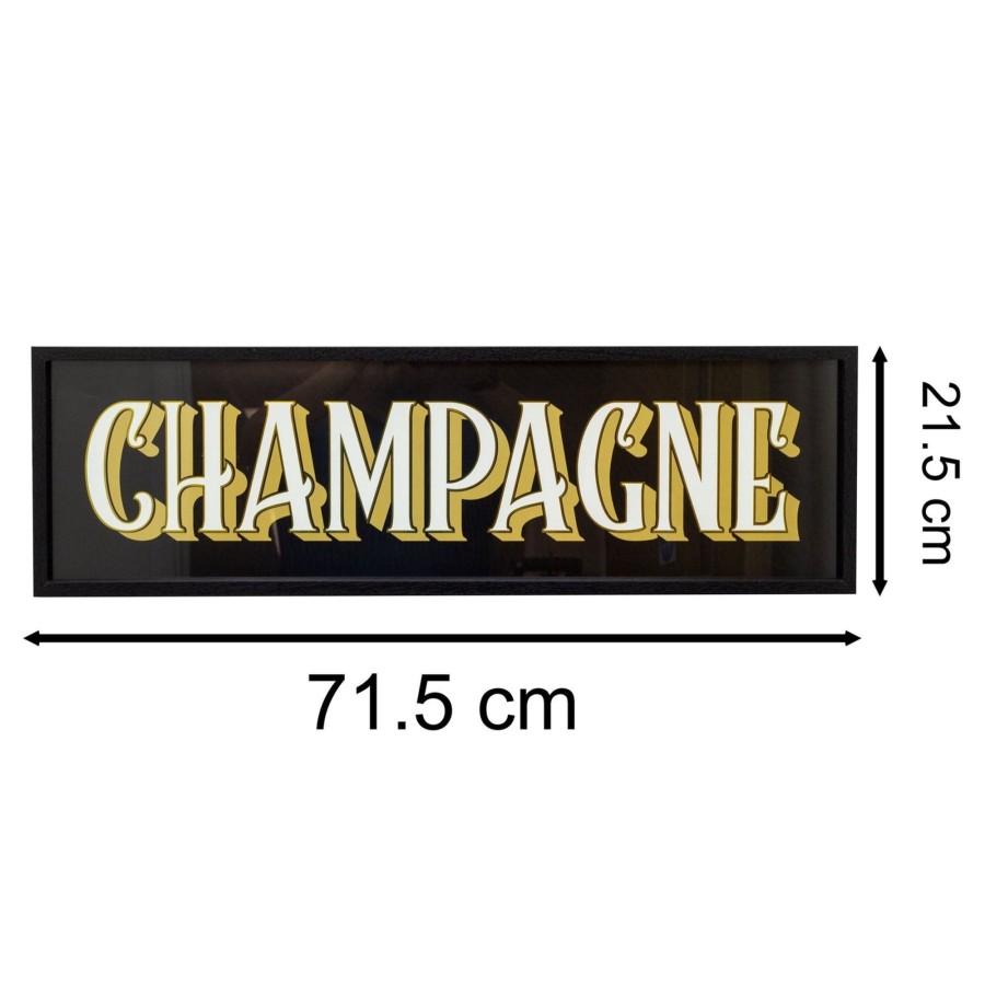 Kitchen & Dining Carousel Shop | Vintage Art Deco Bar Sign | Stylish Typography Wall Art Decorative Party Plaque - Champagne