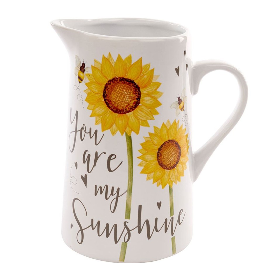 Kitchen & Dining Carousel Shop | Sunflower Ceramic Water Jug Pitcher ~ Decorative Flower Vase - You Are My Sunshine