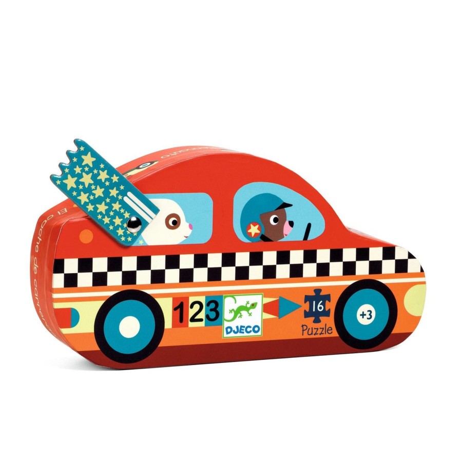 Baby & Child Carousel Shop Djeco | Djeco Dj07273 Silhouette Puzzles The Racing Car Small Jigsaw Puzzle 16 Pieces