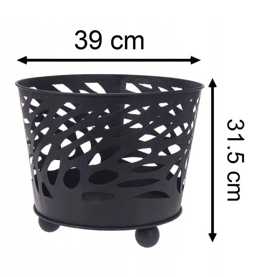 Home Accessories Carousel Shop Garden Decor | Round Black Steel Brazier Fire Pit Basket | Outdoor Log Burner Fire Basket Patio Heater | Wood Burner Basket Garden Fire Pit Campfire - Design Varies One Supplied