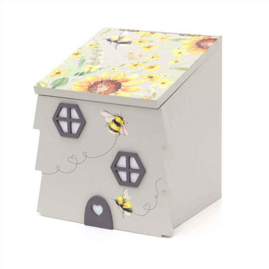 Home Accessories Carousel Shop Boxes & Baskets | Pretty Beehive Storage Box | Grey Wooden Bee House Caddy | Decorative Bee Hive Storage Box