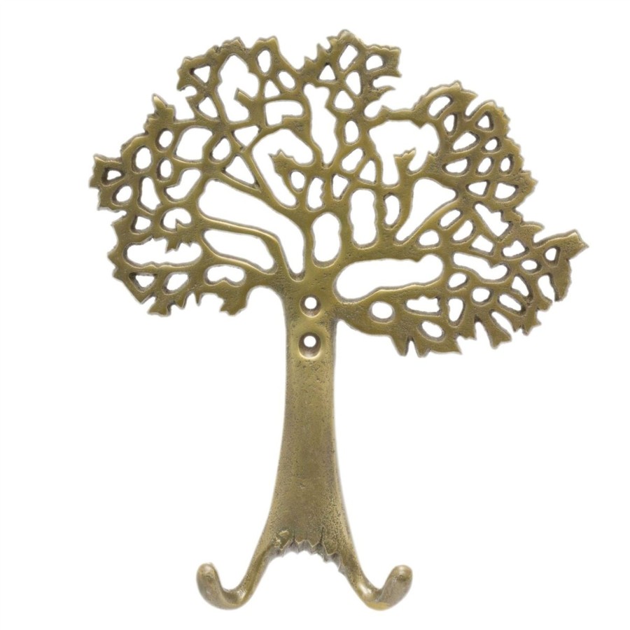 Home Accessories Carousel Shop Shelving & Hooks | Stunning Antique Gold Effect Tree Of Life Wall Hook | Wall Mounted Coat Hanger Pegs | Decorative Gold Metal Wall Door Hooks