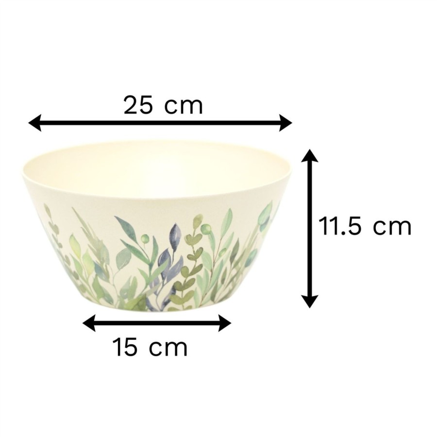 Kitchen & Dining Carousel Shop | Olive Grove Bamboo Serving Bowl | Eco Friendly Kitchenware Salad Fruit Snack Bowl | Camping Plates - Design Varies One Supplied