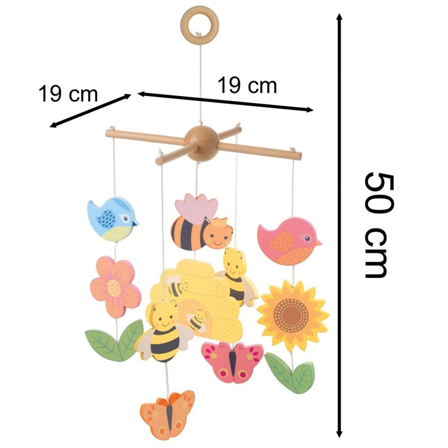 Baby & Child Carousel Shop Room Decor & Storage | Spring Garden Wooden Mobile For Baby Cot | Floral Crib Mobile Bee Nursery Decor