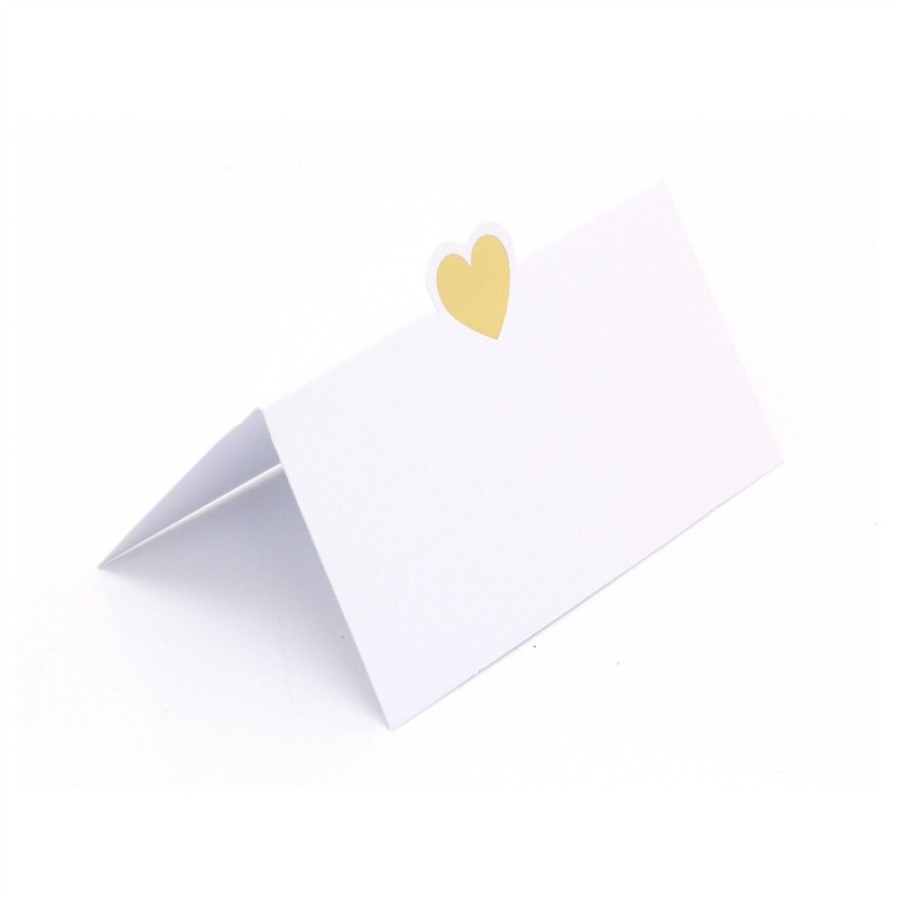 Celebrations Carousel Shop | Pack Of 10 Gold Heart Wedding Place Cards | Wedding Table Name Cards White Place Card For Table | 10 Piece Small Tent Cards Place Name Cards