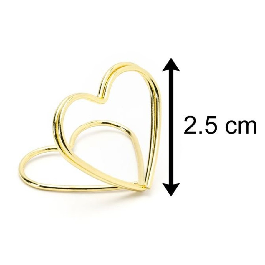 Celebrations Carousel Shop | 10 Piece Gold Wire Heart Place Card Holders | Wedding Table Card Holder Table Number Holders | Metal Name Card Stands