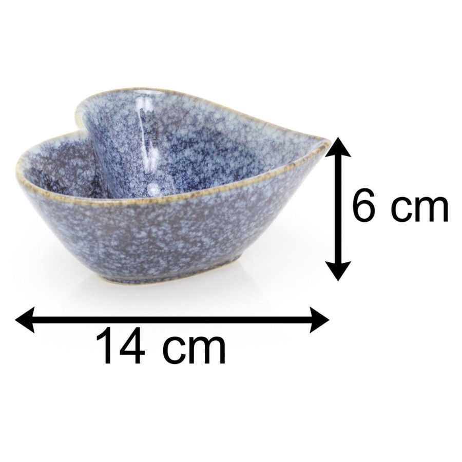 Home Accessories Carousel Shop Decorative Accessories | 13Cm Blue Speckled Glaze Stoneware Heart Display Bowl | Decorative Love Heart Trinket Dish Vanity Bowl | Heart Shaped Dish Ornament Key Bowl Jewellery Dish