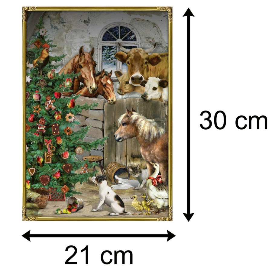 Celebrations Carousel Shop | Traditional Christmas Advent Calendar | The Animals Advent Calendar | Christmas Tree Picture Advent Calendar A4