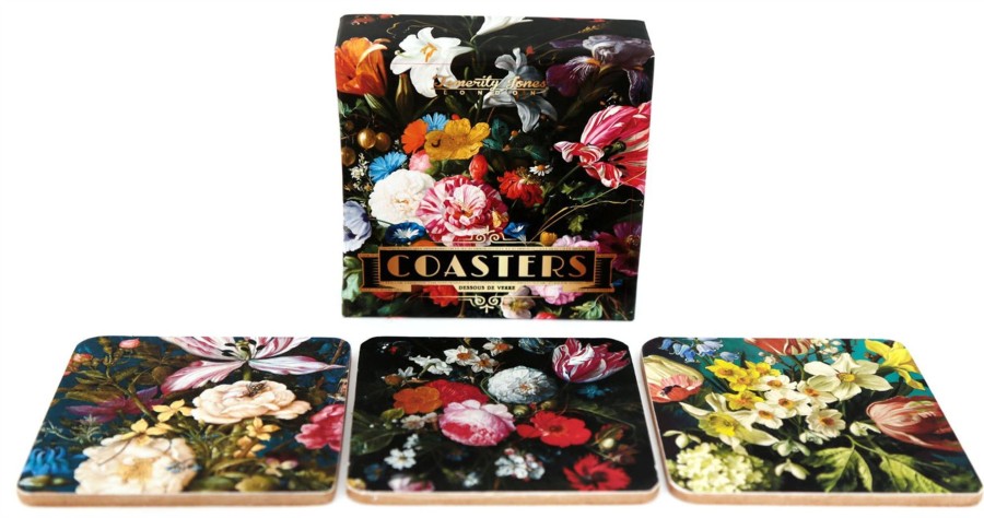 Kitchen & Dining Carousel Shop | Pack Of 6 Beautiful Floral Cup Mug Coasters For Drinks ~ Coffee Table Mats