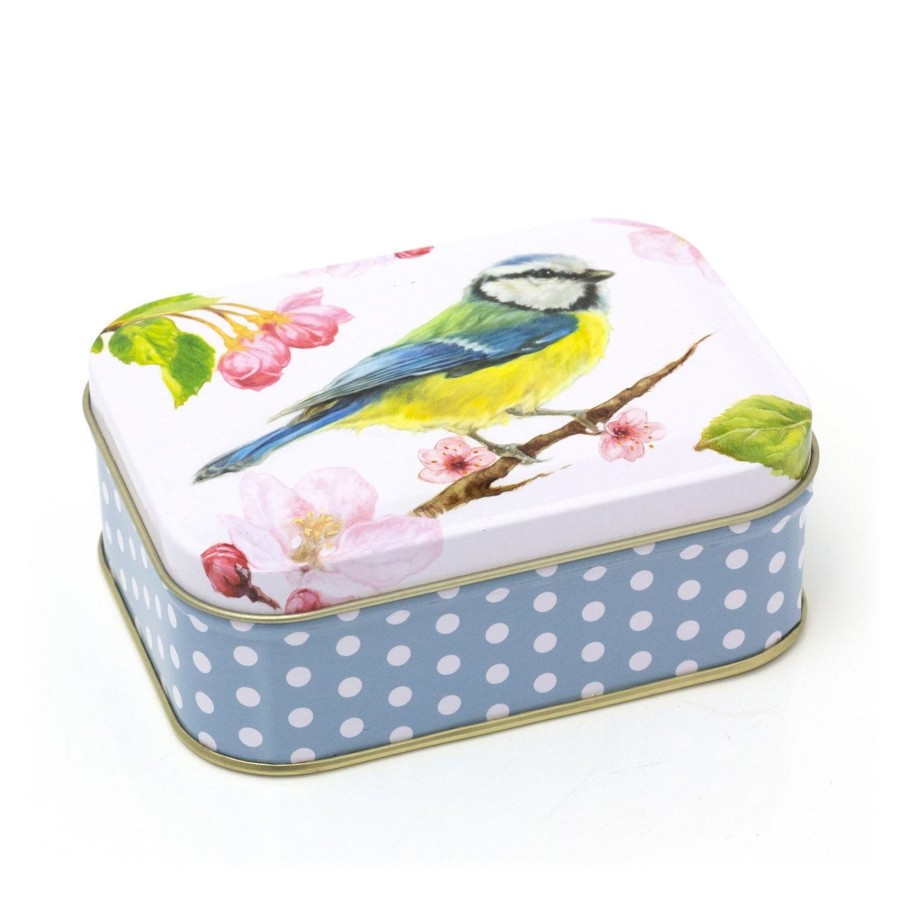 Home Accessories Carousel Shop Boxes & Baskets | Jo Stockdale Blue Tit Small Rectangle Tin | Trinket Keepsake Sewing Tin Box