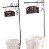 Home Accessories Carousel Shop Planters & Pots | Set Of 2 Rustic Wooden Garden Planter Pots ~ Outdoor Indoor Flower Pots