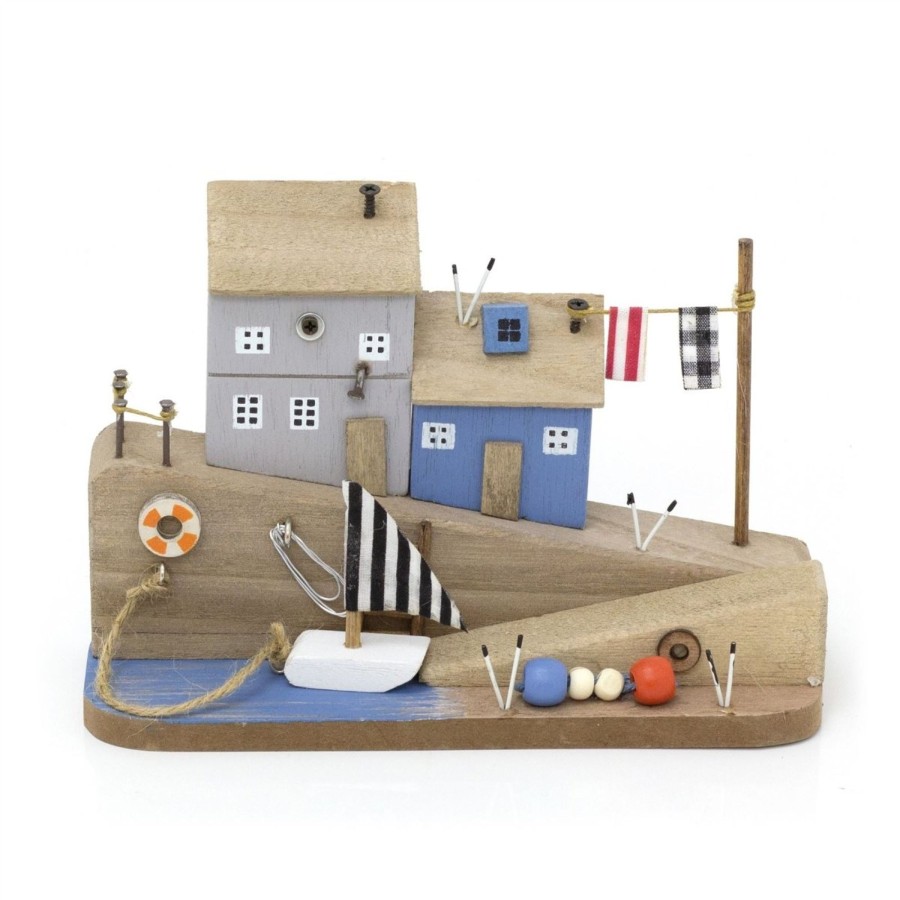 Home Accessories Carousel Shop Decorative Accessories | Coastal Cottages Nautical Ornament | Wooden Seaside Scene - Nautical Decoration