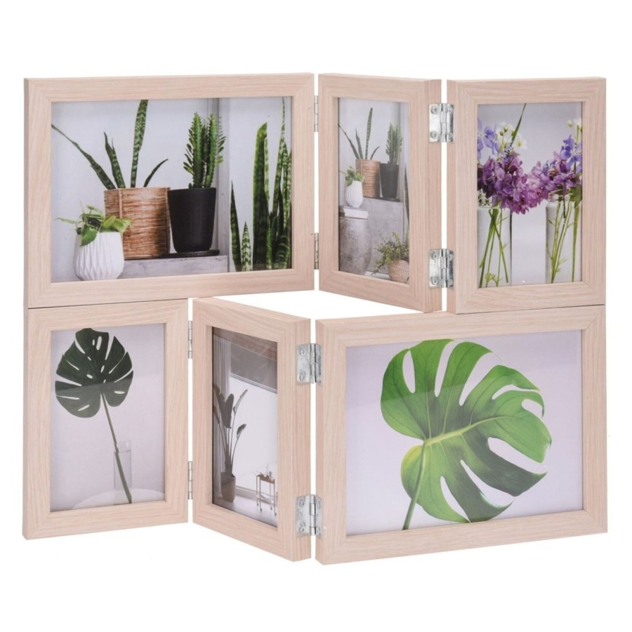 Home Accessories Carousel Shop Photo Frames | 6 Multi Aperture Wooden Foldable Photo Frame | Freestanding Family Picture Frame