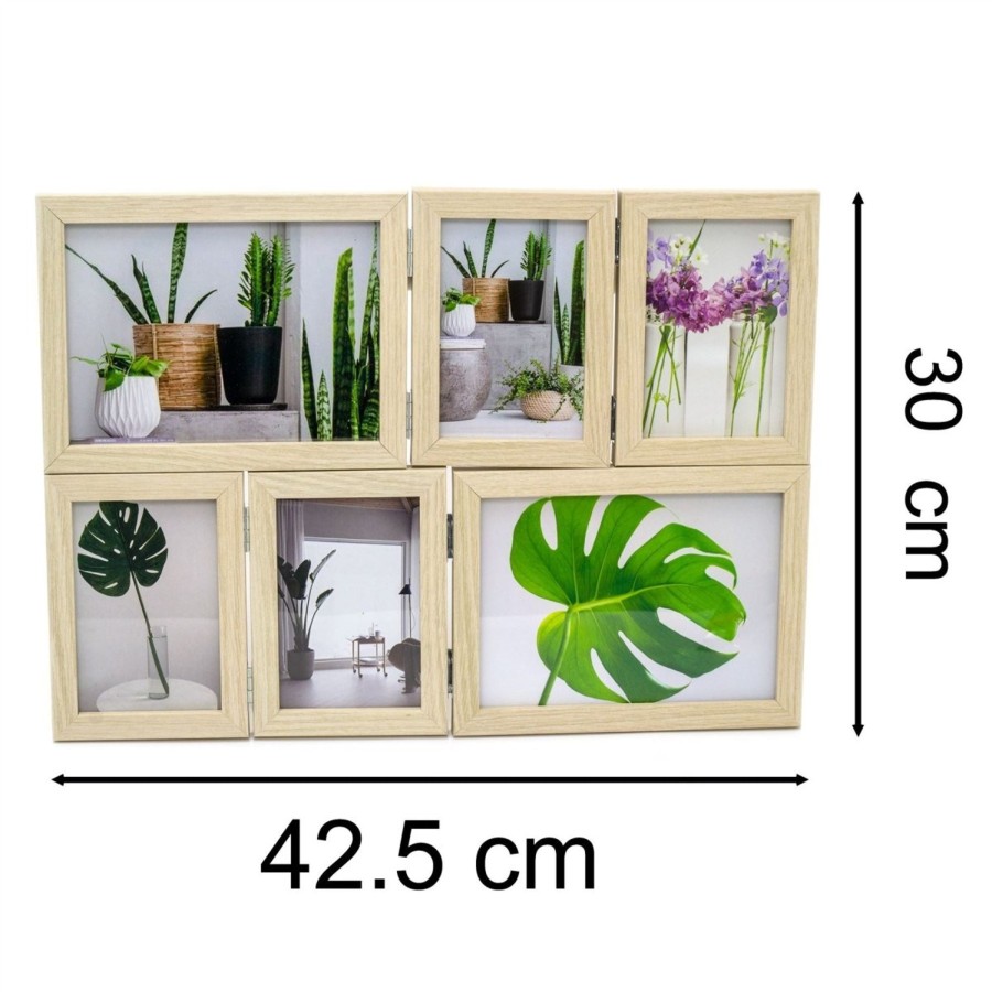 Home Accessories Carousel Shop Photo Frames | 6 Multi Aperture Wooden Foldable Photo Frame | Freestanding Family Picture Frame