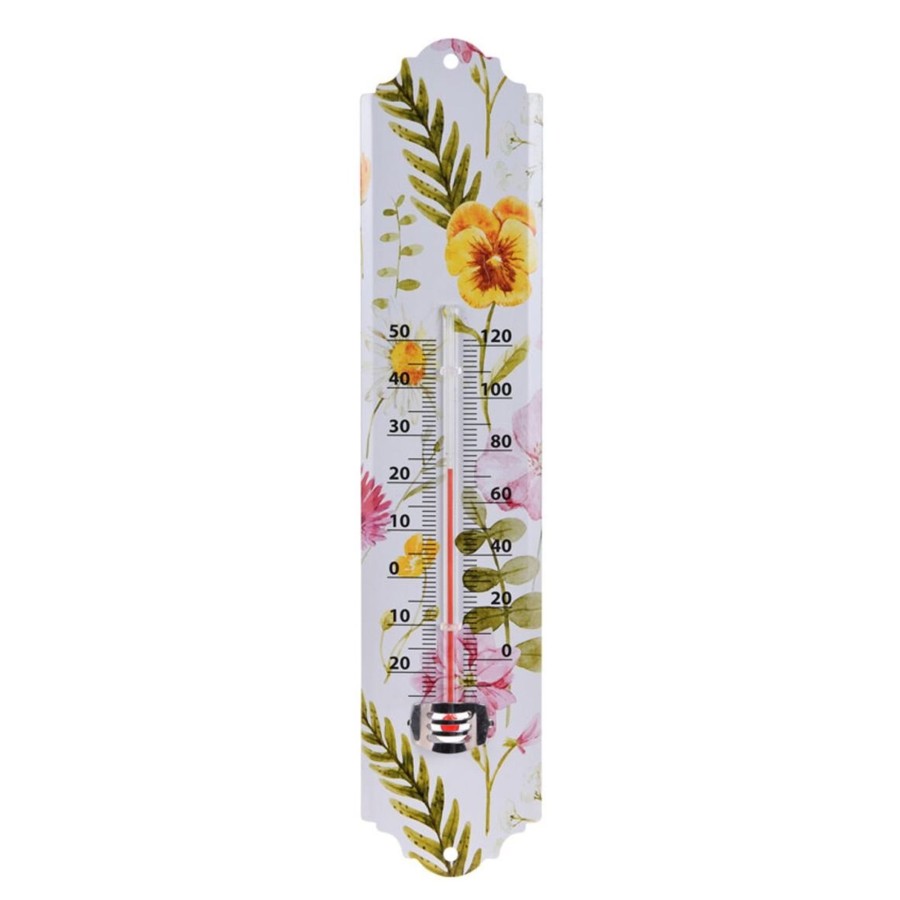 Home Accessories Carousel Shop Garden Decor | Floral Wall Mounted Metal Garden Thermometer | Waterproof Outdoor Temperature Gauge | Greenhouse Patio Thermometer - Design Varies One Supplied