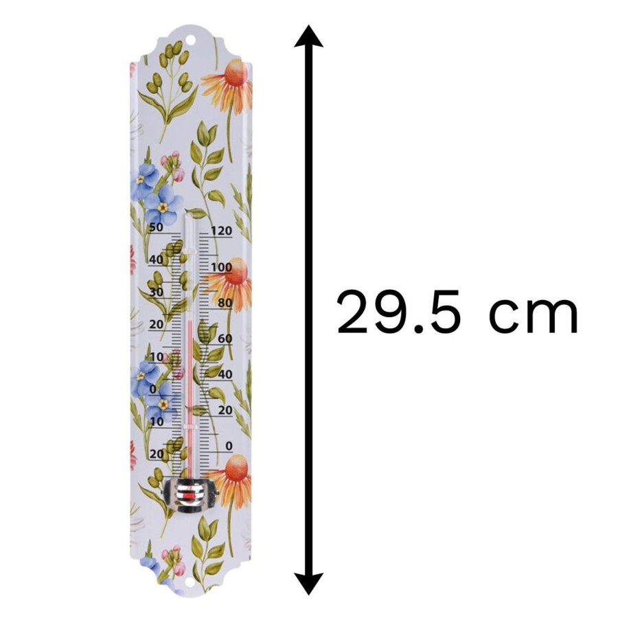 Home Accessories Carousel Shop Garden Decor | Floral Wall Mounted Metal Garden Thermometer | Waterproof Outdoor Temperature Gauge | Greenhouse Patio Thermometer - Design Varies One Supplied