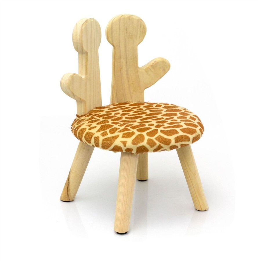 Baby & Child Carousel Shop Room Decor & Storage | Animal Print Childrens Wooden Stool | Small Round Safari Jungle Animal Footstool - Giraffe