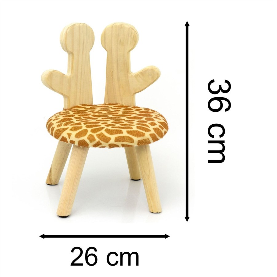 Baby & Child Carousel Shop Room Decor & Storage | Animal Print Childrens Wooden Stool | Small Round Safari Jungle Animal Footstool - Giraffe