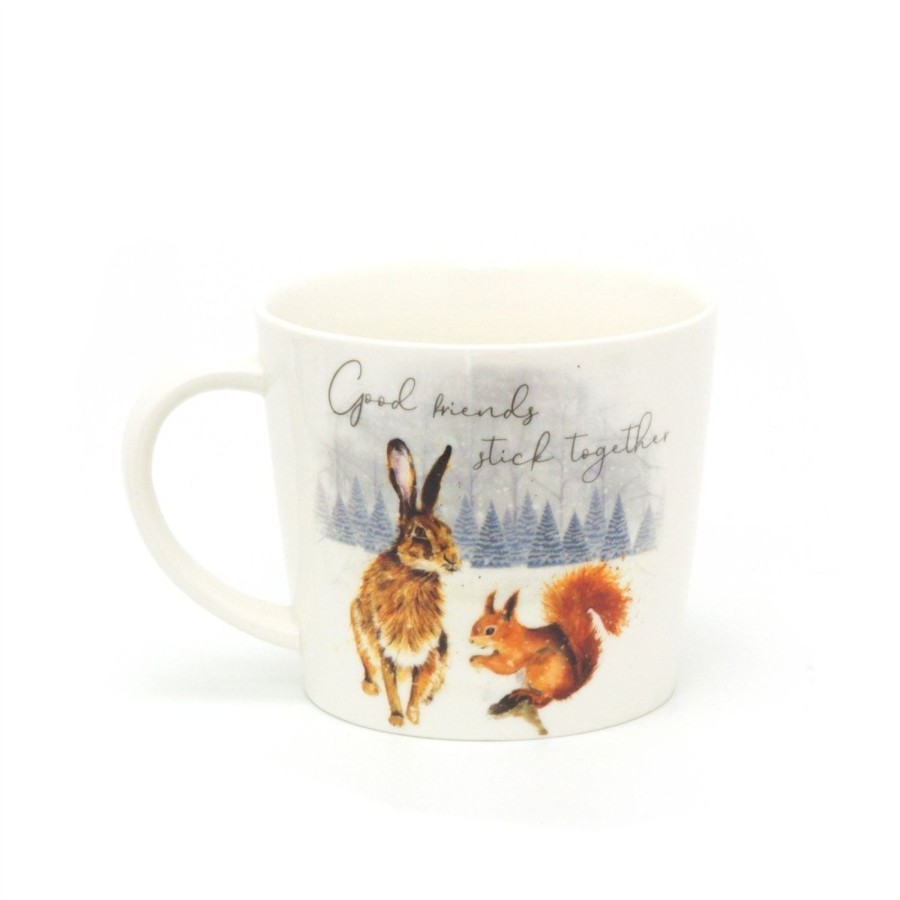 Kitchen & Dining Carousel Shop | Good Friends Ceramic Coffee Mug | Woodland Rabbit Squirrel Tea Cup | Large Hot Drinks Mugs Cups