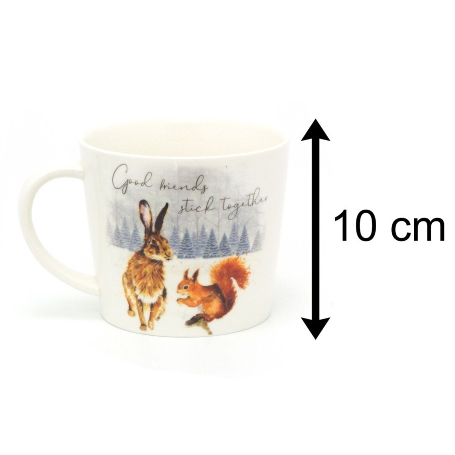 Kitchen & Dining Carousel Shop | Good Friends Ceramic Coffee Mug | Woodland Rabbit Squirrel Tea Cup | Large Hot Drinks Mugs Cups