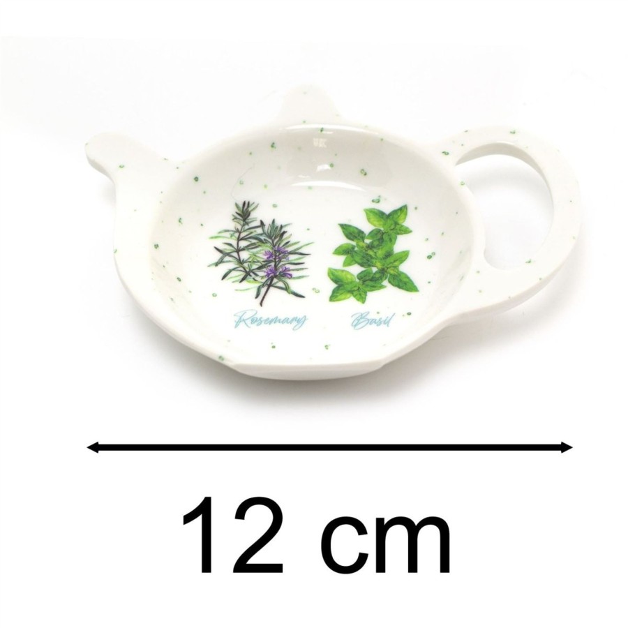 Kitchen & Dining Carousel Shop | The Herb Garden - Teapot Shaped Tea Bag Dish | Tea Bag Tidy Tea Spoon Rest