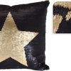 Home Accessories Carousel Shop Soft Furnishings & Rugs | Black And Gold Star Reversible Sequin Design Fabric Square Shaped Pillow Cushion