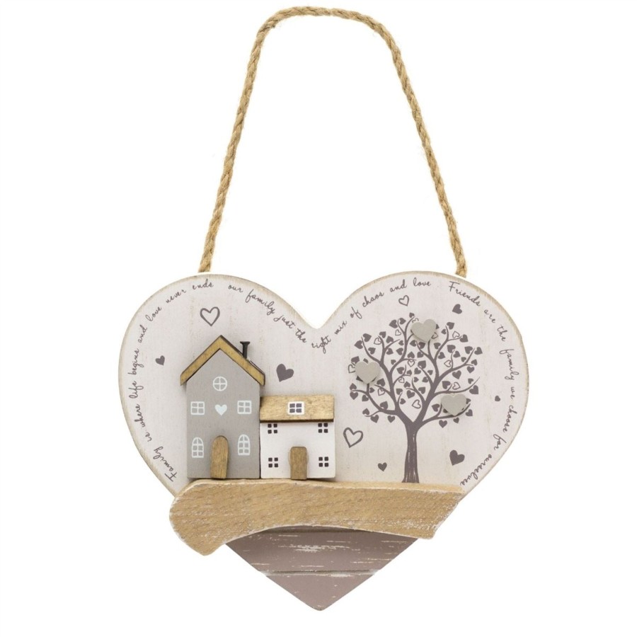 Home Accessories Carousel Shop Signs & Plaques | Shabby Chic Wooden Heart Shaped Family And Friends Sign | Family Friends Quotes Heart Wall Plaque | Wooden Hanging Hearts