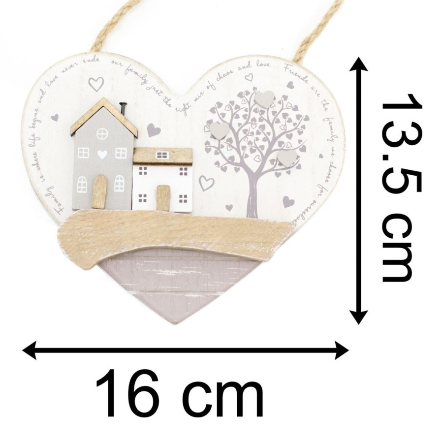 Home Accessories Carousel Shop Signs & Plaques | Shabby Chic Wooden Heart Shaped Family And Friends Sign | Family Friends Quotes Heart Wall Plaque | Wooden Hanging Hearts