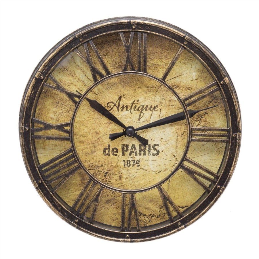 Home Accessories Carousel Shop Clocks | 20Cm Wall Clock Antique Effect Distressed Round Clock | Antique De Paris Wall Mounted Clock | Vintage Style Wall Clock