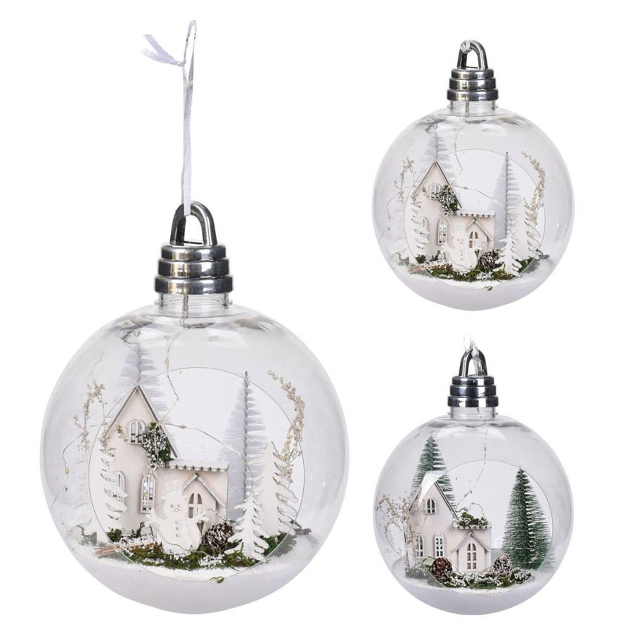 Celebrations Carousel Shop | 20Cm Led Bauble With Christmas Scene Light Up Christmas Ball Hanging Decoration