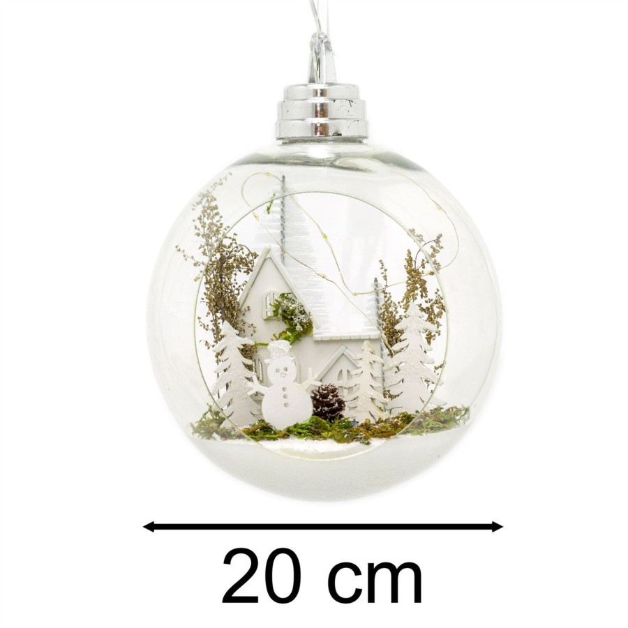 Celebrations Carousel Shop | 20Cm Led Bauble With Christmas Scene Light Up Christmas Ball Hanging Decoration