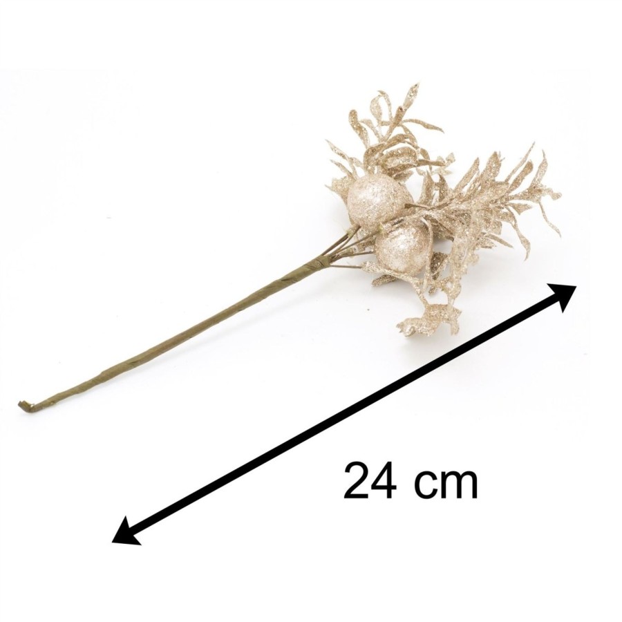 Celebrations Carousel Shop | 27Cm Chic Glitter Christmas Spray Pick | Artificial Holly Christmas Decoration | Xmas Floral Spray Flower Pick - Design Varies One Supplied