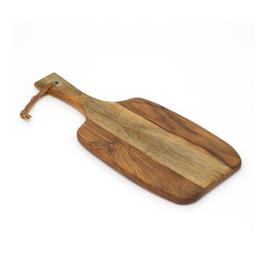 Kitchen & Dining Carousel Shop | 42Cm Acacia Wood Paddle Chopping Board | Wooden Cutting Board Antipasti Serving Paddle Board Platter | Rustic Wood Tapas Food Serving Tray