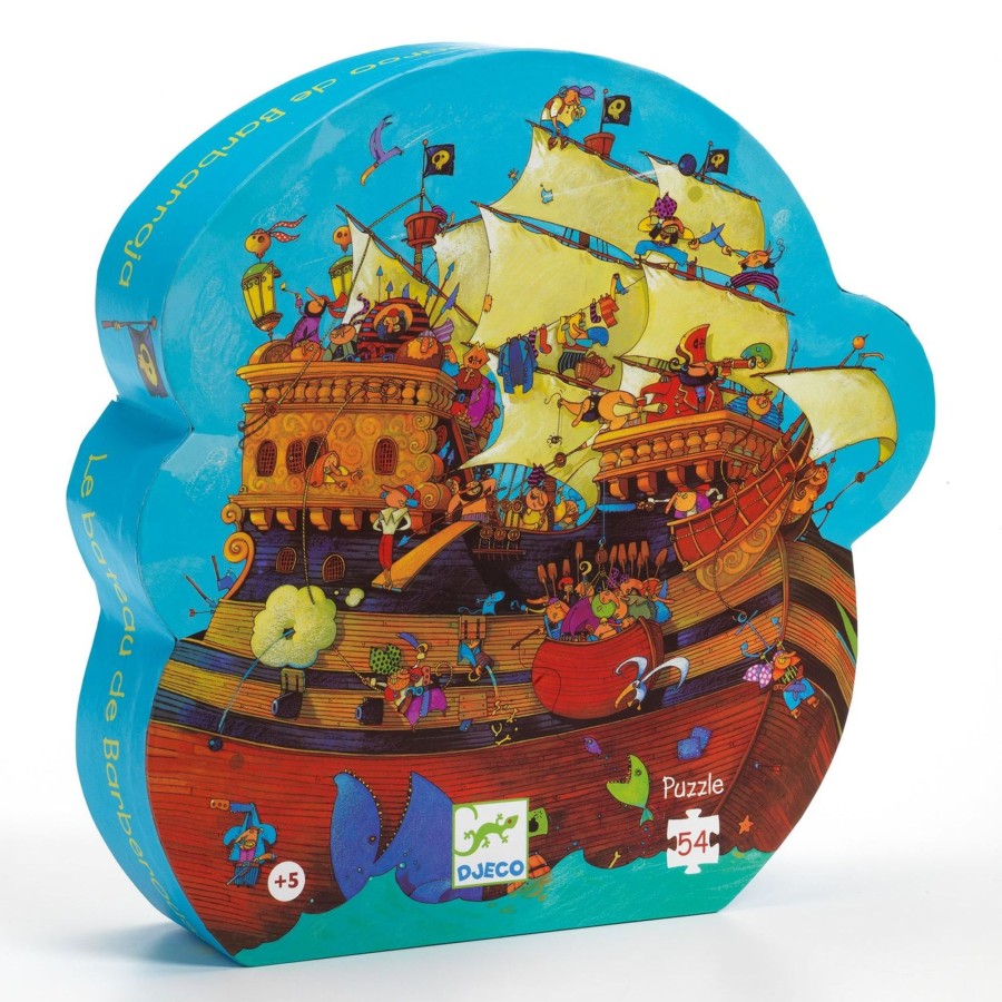 Baby & Child Carousel Shop Games & Puzzles | Djeco Dj07241 Silhouette Puzzles Barbarossa'S Boat Pirate Jigsaw Puzzle 54 Pcs