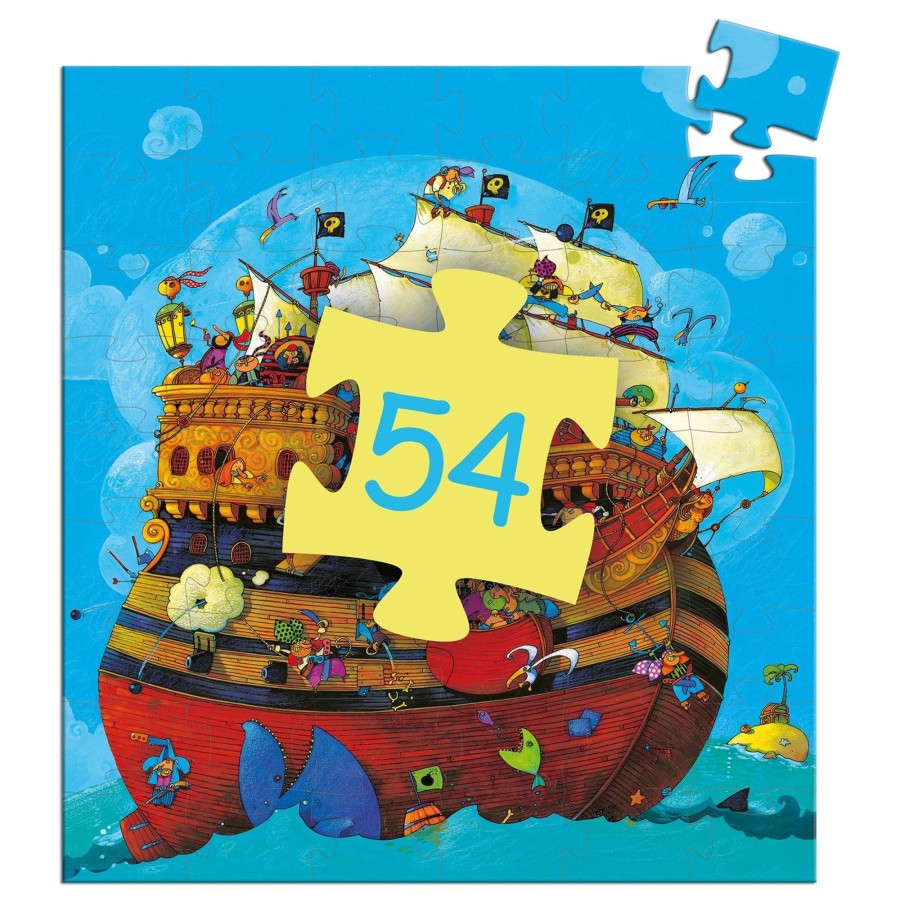 Baby & Child Carousel Shop Games & Puzzles | Djeco Dj07241 Silhouette Puzzles Barbarossa'S Boat Pirate Jigsaw Puzzle 54 Pcs