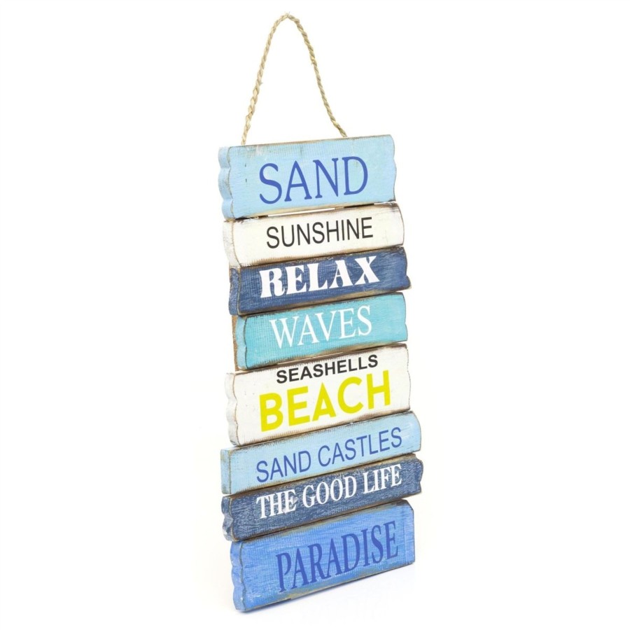 Home Accessories Carousel Shop Signs & Plaques | Decorative Wooden Nautical Beach Sign | Coastal Wall Mounted Beach Plaque | Seaside Nautical Decoration Wall Art