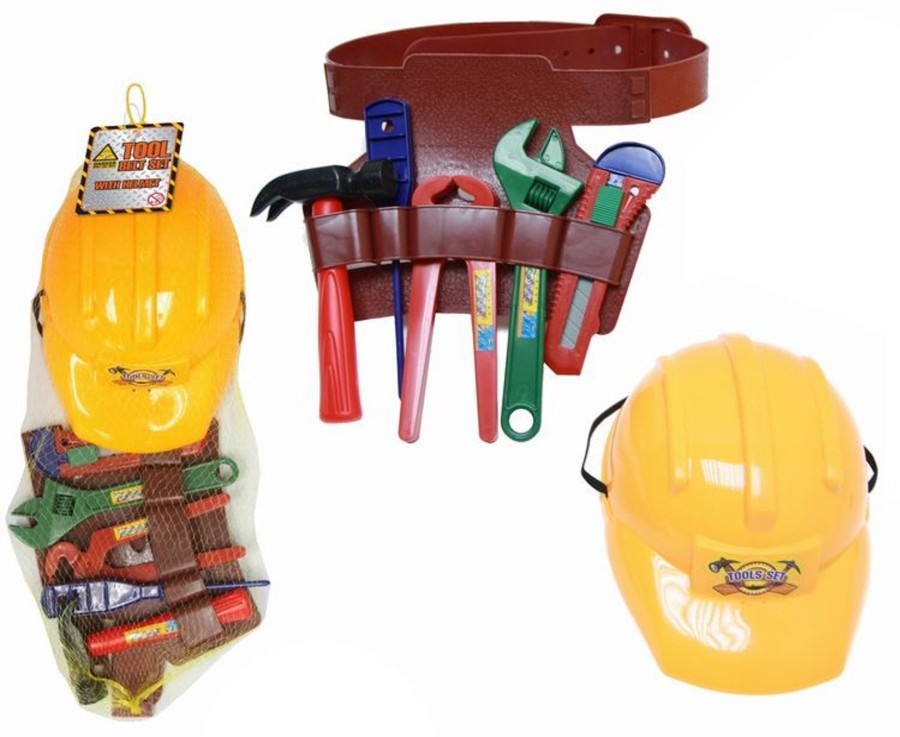 Baby & Child Carousel Shop Dressing Up | Plastic Construction Helmet Toy Hard Hat Builder Workman Tool Belt With Tools