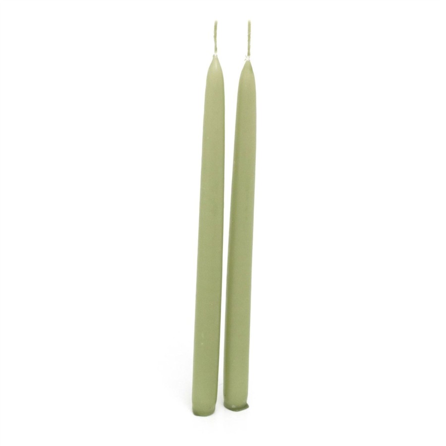 Home Accessories Carousel Shop Candles & Tealights | Pair Of Tapered Dinner Candles | 2 Traditional Hand-Dipped Taper Candles 30Cm - Green