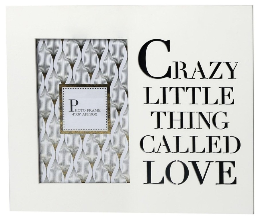 Home Accessories Carousel Shop Photo Frames | 4 X 6 White Wooden Cut Out Words Phrase Photo Frame ~ Crazy Little Thing Called Love