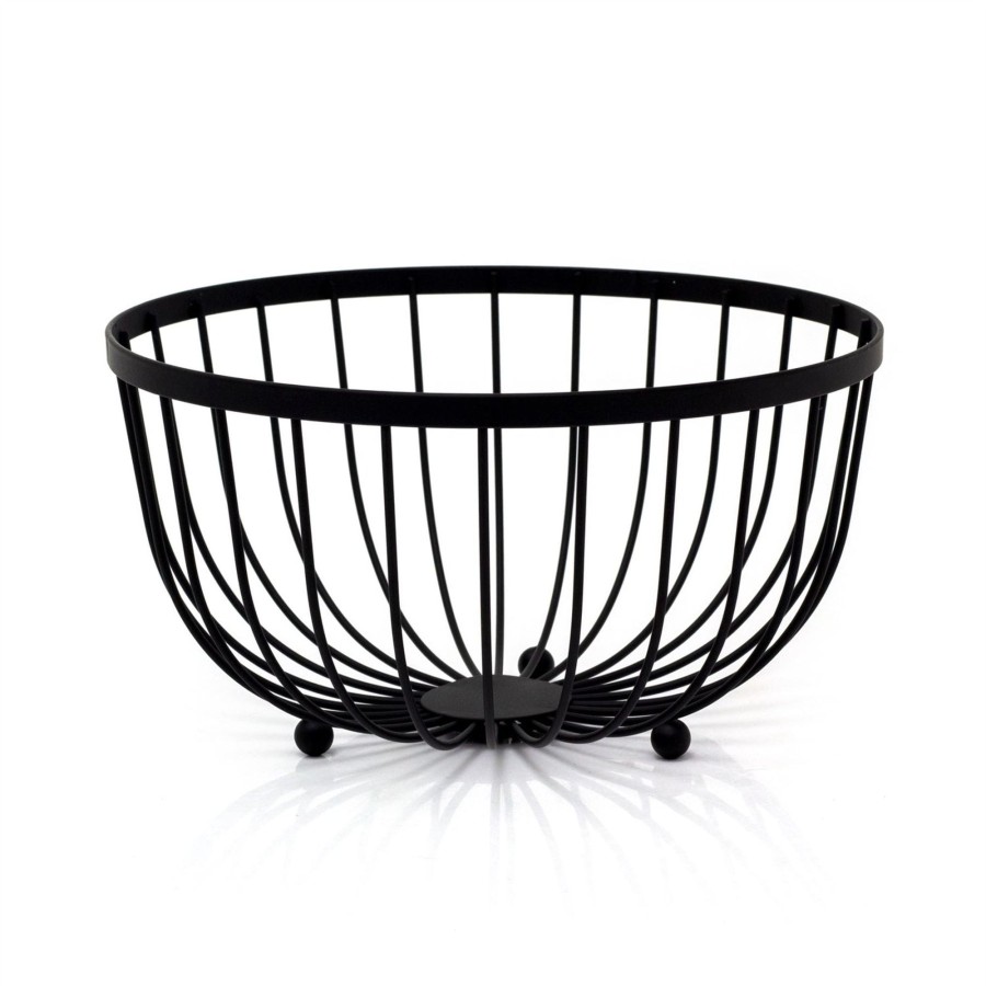 Kitchen & Dining Carousel Shop | Large Black Metal Wire Fruit Bowl | Kitchen Fruit & Vegetables Storage Basket