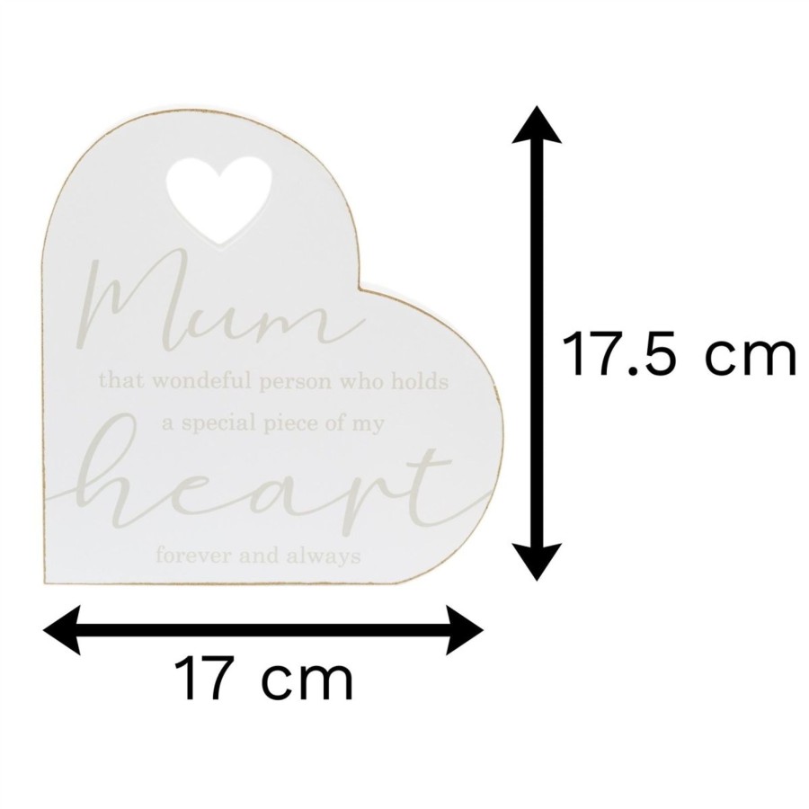 Home Accessories Carousel Shop Signs & Plaques | Wonderful Mum Plaque Freestanding Block | White Wooden Love Heart Sign - Ideal Mothers Day Gift