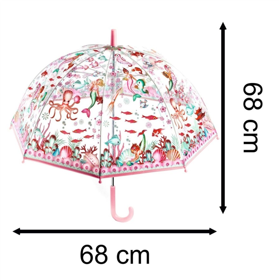 Baby & Child Carousel Shop Djeco | Djeco Dd04717 Childrens Clear Dome Umbrella Transparent Kids Umbrella - Mermaid