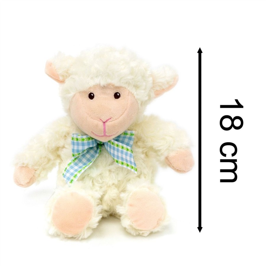 Baby & Child Carousel Shop Soft Toys | White Sheep With Ribbon Soft Toy | Cuddly Plush Lamb Stuffed Animal For Kids