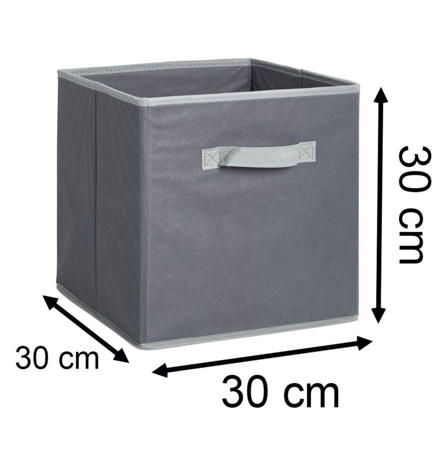 Home Accessories Carousel Shop Boxes & Baskets | Grey Fabric Storage Box With Handle Storage Cubes | Foldable Storage Box Fabric Storage Basket | Shelf Open Top Storage Organiser Bin For Home Office 30X30Cm