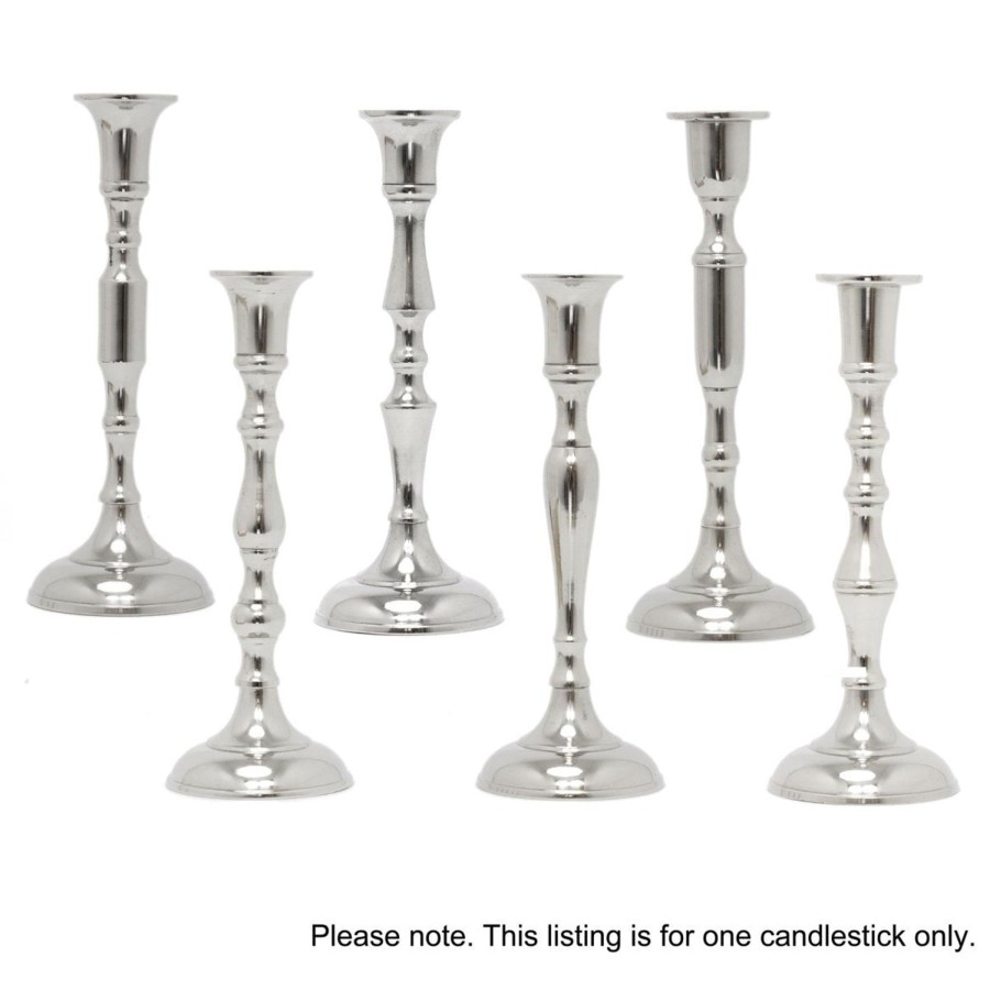 Celebrations Carousel Shop | Silver Metal Dinner Table Pillar Candlestick Candle Holder Decoration - Design Varies